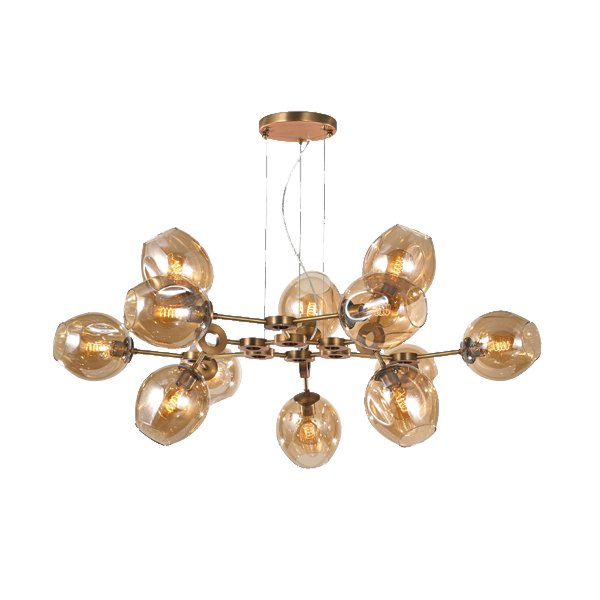 (5월특가) DropGlass 드롭글래스 12 Ball Chandelier/Pendant, Bronze-Gold Wire