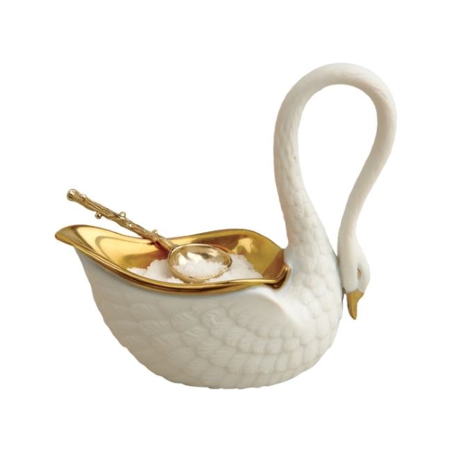 로브제 Swan Salt Cellar & Gold Plated Spoon