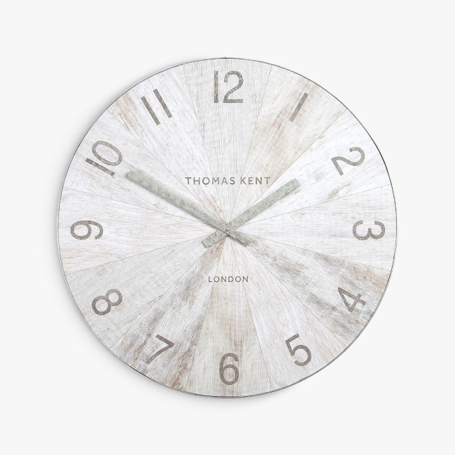 토마스켄트 와프 벽시계 Wharf Wall Clock Pickled Oak, Large