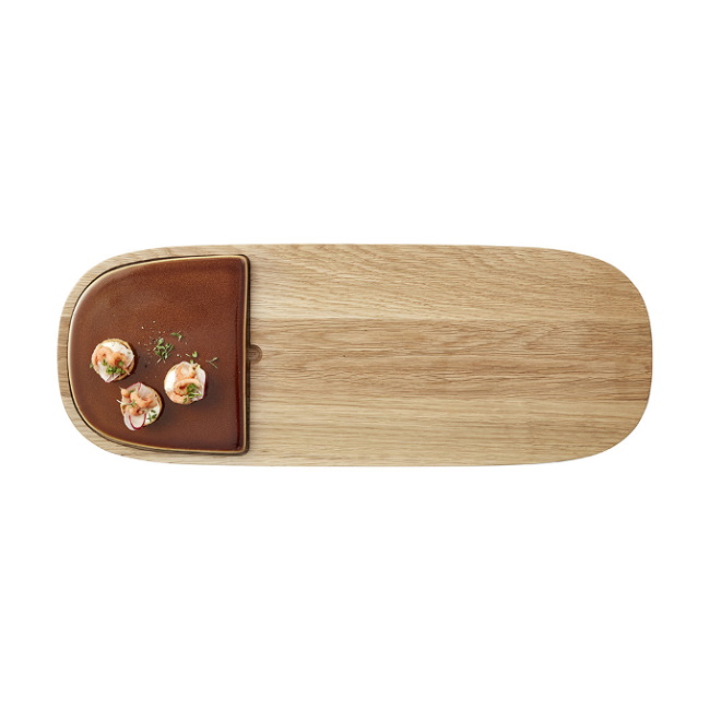 비츠 Stoneware Wooden Serving Board Amber