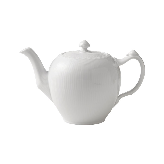 (4월특가) 로얄코펜하겐 화이트 하프레이스 티팟 White Fluted Half Lace Teapot 1L
