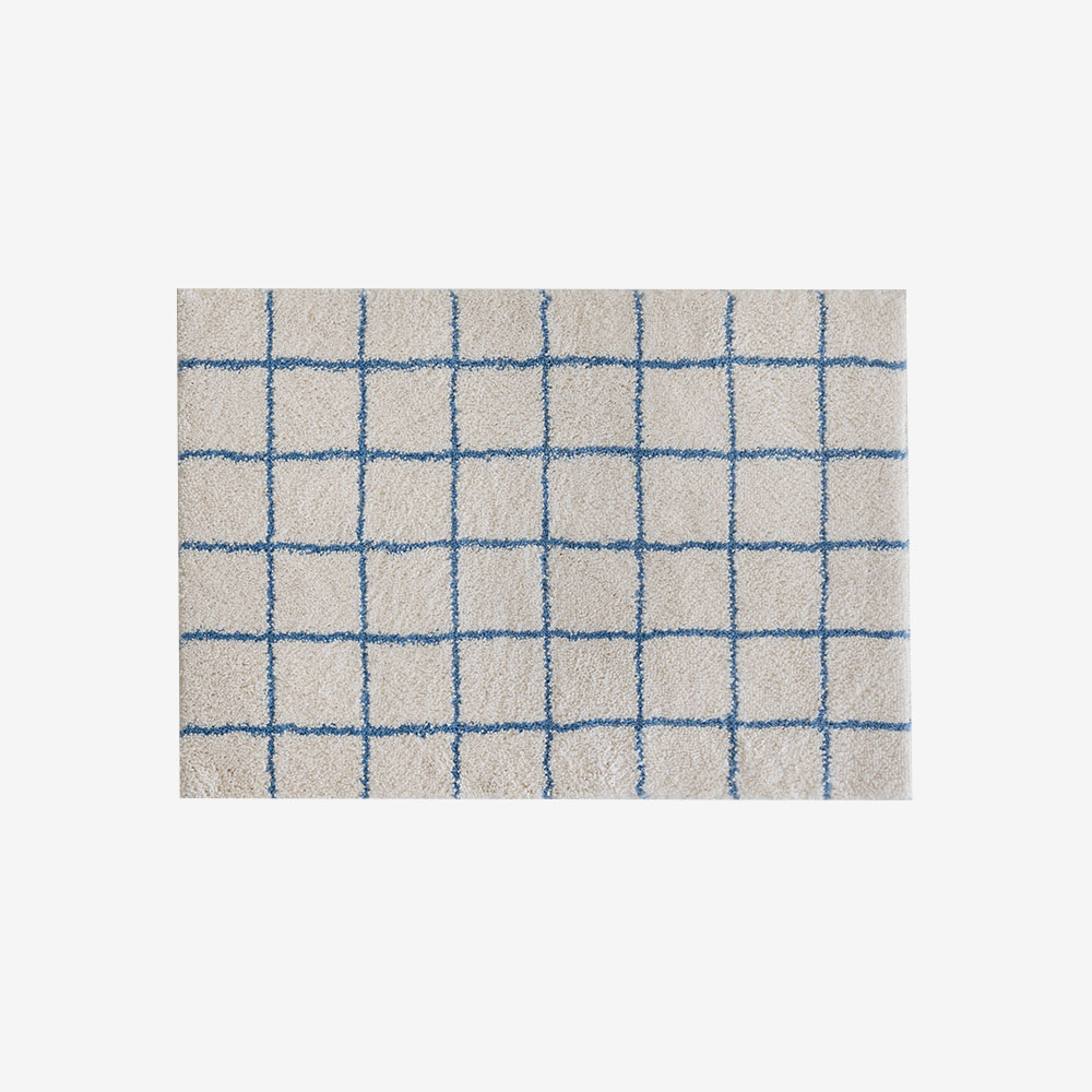 리튼 블루 그리드 도어 매트 (50x70)