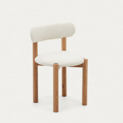 [케이브홈] NEBAI 네바이 플리스 오크나무 원목 식탁 의자 다이닝 체어 2color