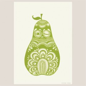 Folkloric Pear poster green