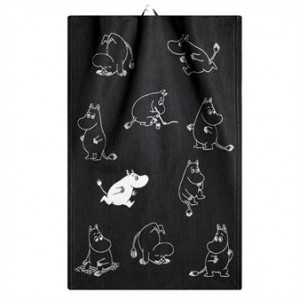 Moomin kitchen towel black and white 35x50 cm