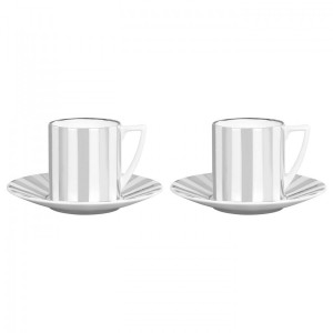 웨지우드 제스퍼 콘란 Jasper Conran Platinum Espresso Cup and Saucer (Set of 2), Gift Boxed