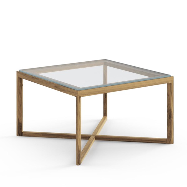 놀 Marc Krusin Side Table 60 x 60 x 35 cm, natural oak wood / glass top