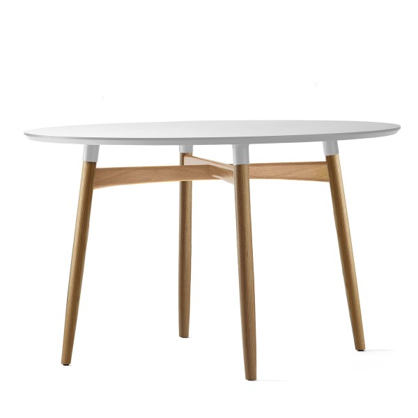 칼한센 BA103 Preludia Dining Table Ø 120 cm, white laminate / lacquered oak