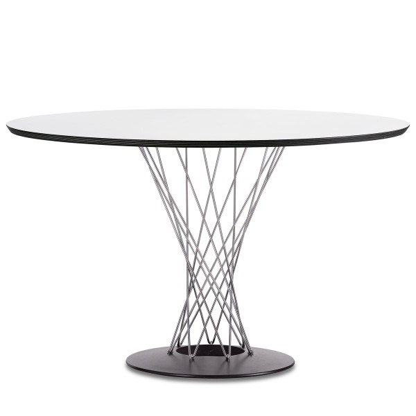 비트라 Dining Table by Isamu Noguchi, Ø 121 cm, white / chrome